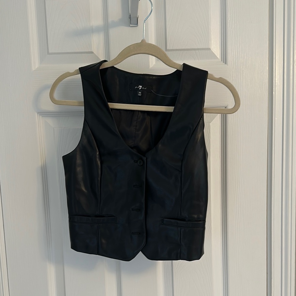 7 for all Mankind Black Faux Leather Vest